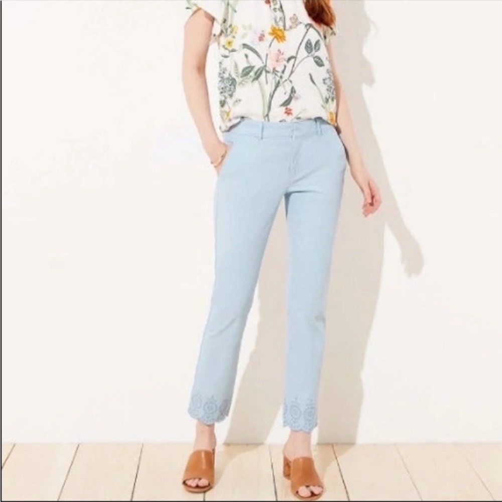 NWT LOFT Girlfriend Ankle Chinos in light blue 8 Petite 8P